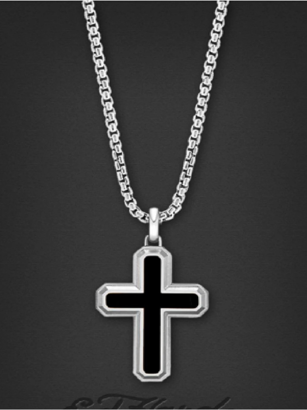 ED HARDY MEN’S 26” CROSS PENDANT NECKLACE
